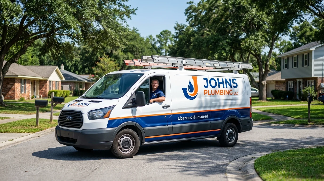 Johns Plumbing LLC service van in Troutman, NC