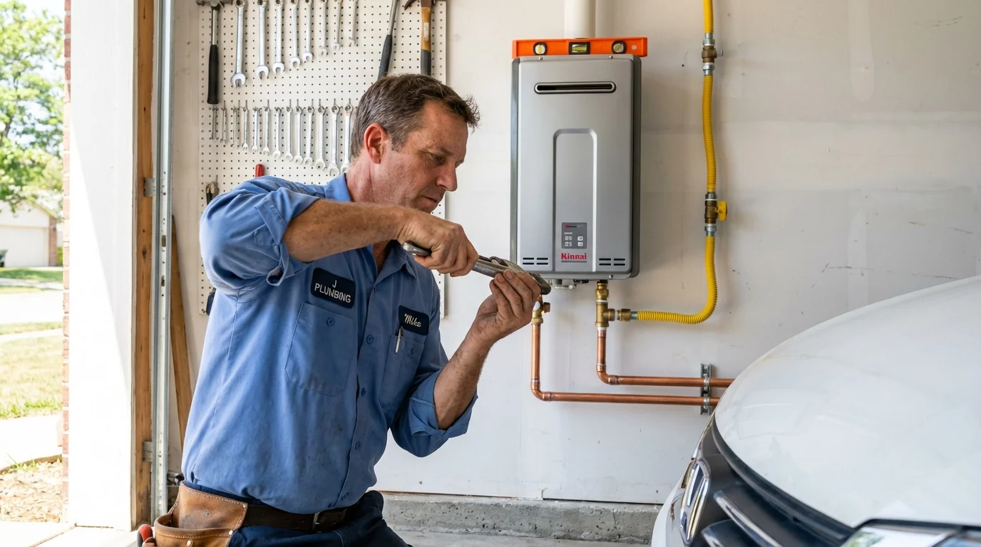 Tankless water heater installation by a Johns Plumbing LLC plumber in Troutman